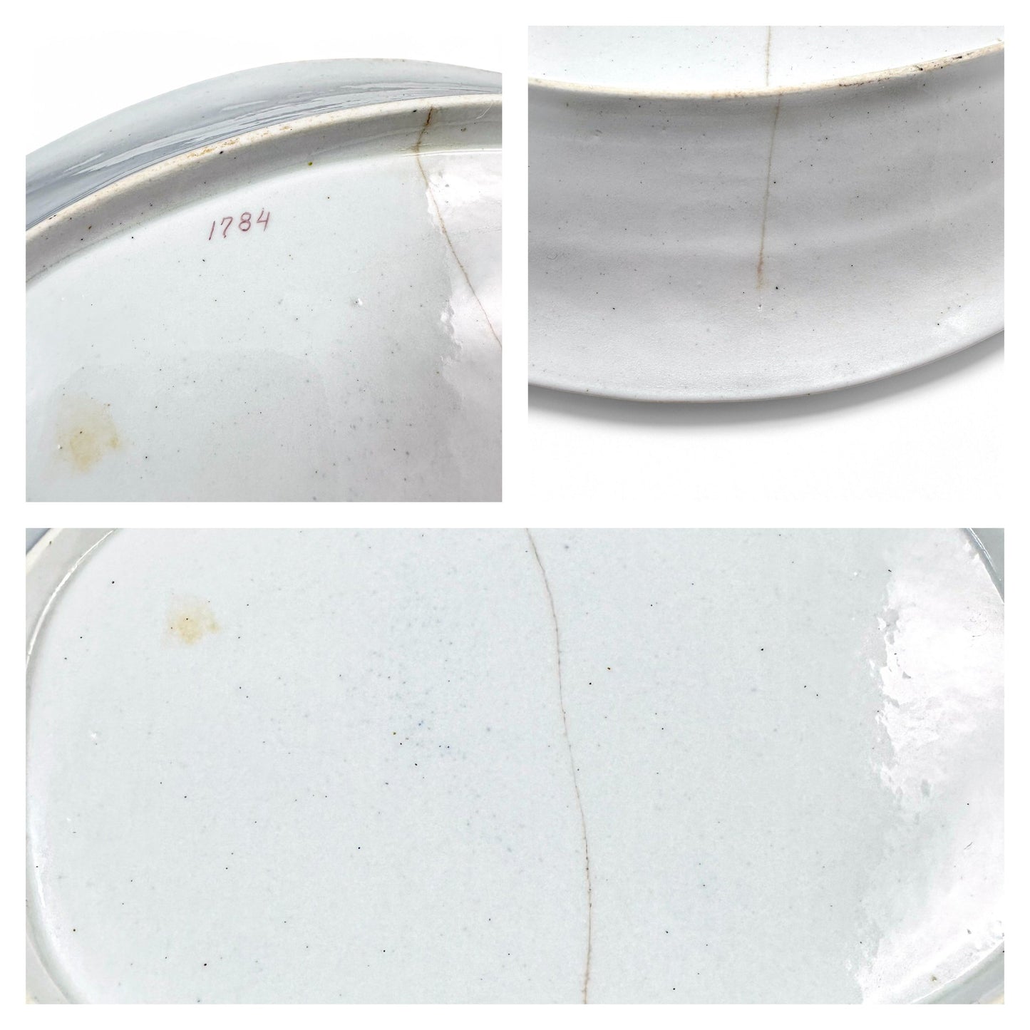 Rare New Hall Staffordshire hybrid porcelain dessert service with powder blue and rose decoration, circa 1820