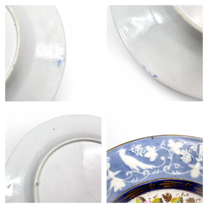 Rare New Hall Staffordshire hybrid porcelain dessert service with powder blue and rose decoration, circa 1820