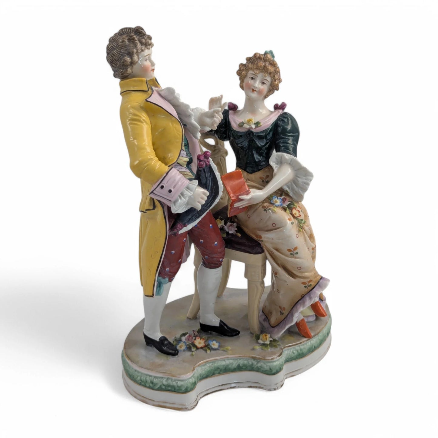 Late 19th century Sitzendorf porcelain courting couple figurine