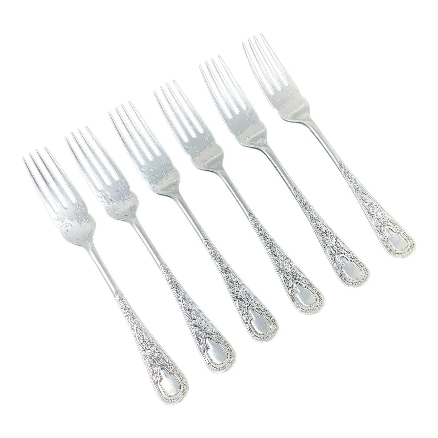 Silver plated Art Nouveau fish cutlery set for 6 people with high-relief scrolls and vacant cartouches