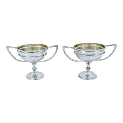 Wang Hing Chinese export gilded solid silver salt cellars / miniature trophy cups