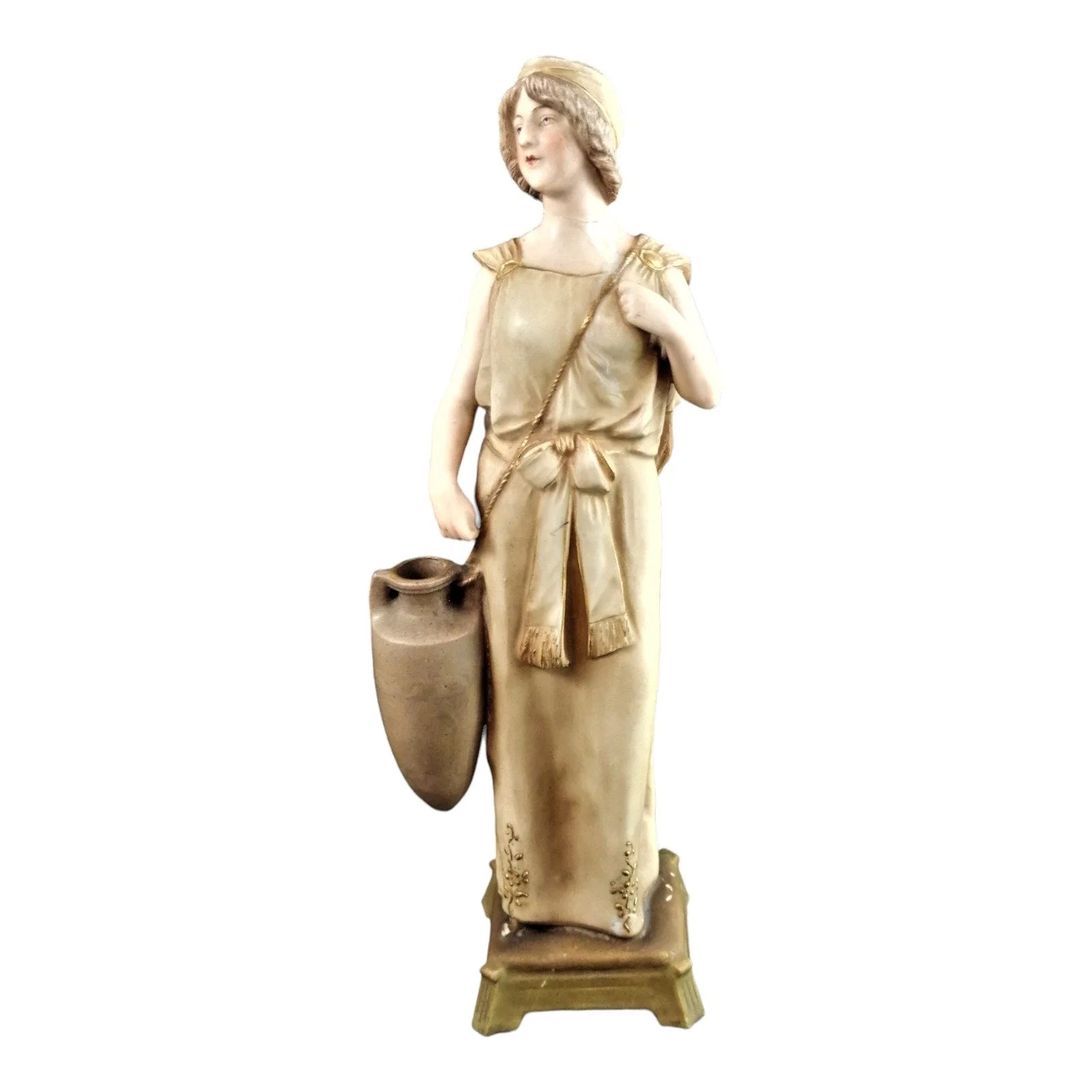 Art Nouveau Royal Vienna porcelain figurine of young woman water carrier holding a jar, model 1412