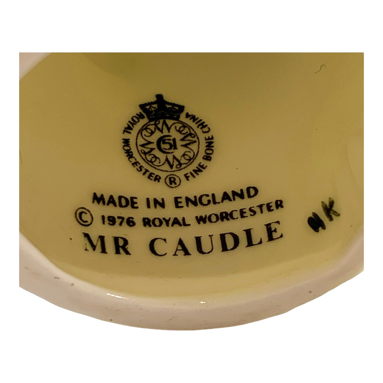 Vintage hand painted Royal Worcester porcelain candle snuffer "Mr Caudle"