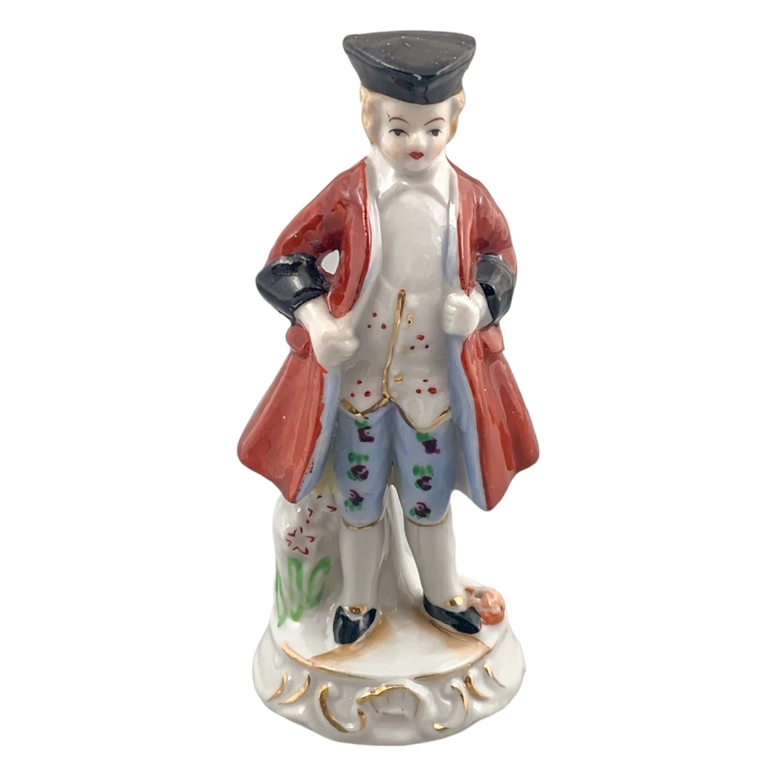 German porcelain matching figurines – Georgian gentleman and lady on gilded bases