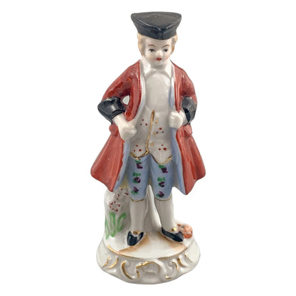 German porcelain matching figurines – Georgian gentleman and lady on gilded bases