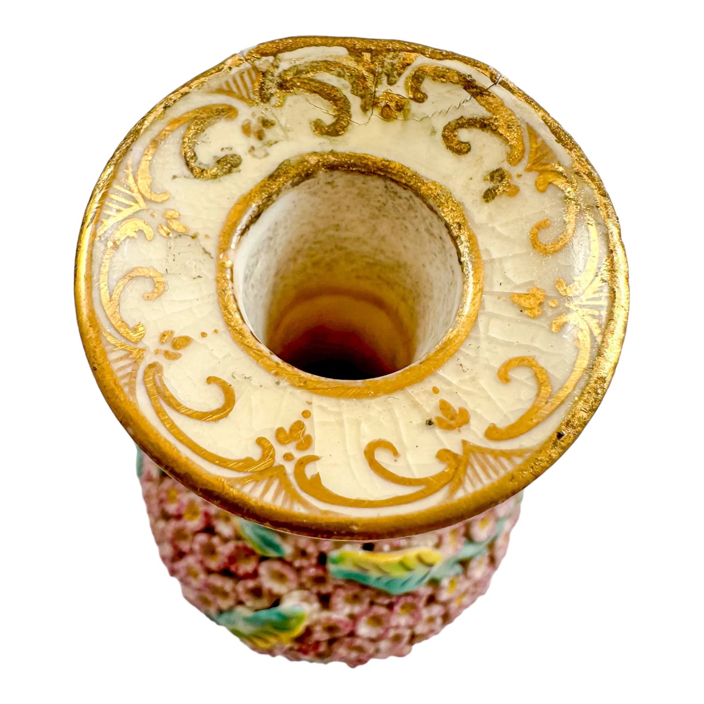 19th century Meissen single flower pink "Schneeballen" (snowball) vase