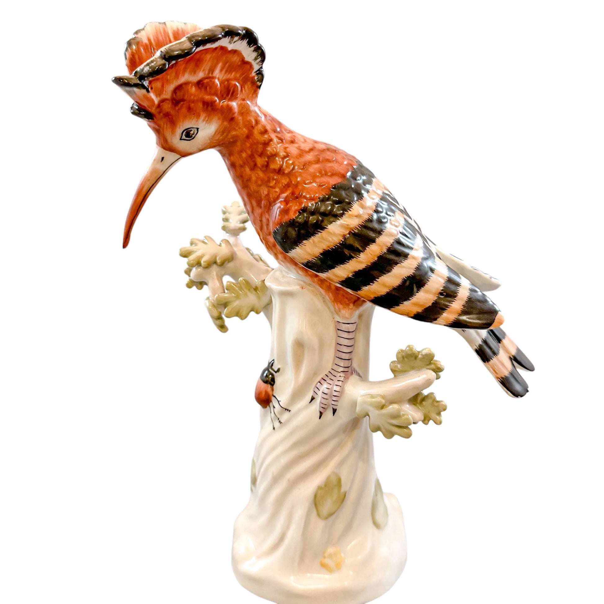 Pair of French 19th century Sèvres style porcelain Hoopoe bird figurines