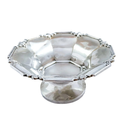 Art Deco sterling silver pedestal octagonal sweetmeat basket / bonbon dish