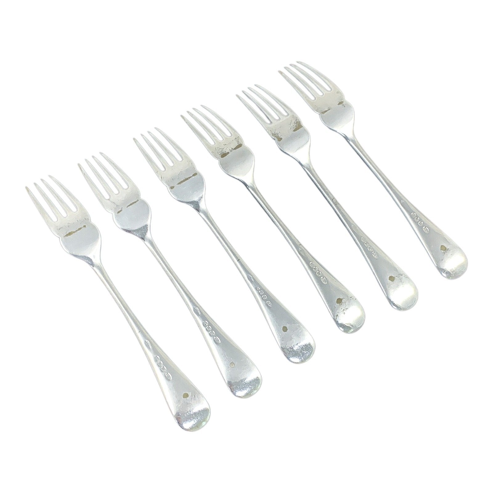 Silver plated Art Nouveau fish cutlery set for 6 people with high-relief scrolls and vacant cartouches