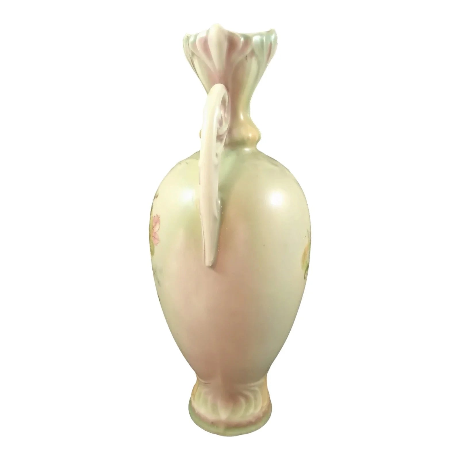 Austro-Hungarian Art Nouveau Bohemian floral blush twin handled porcelain vase