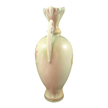 Austro-Hungarian Art Nouveau Bohemian floral blush twin handled porcelain vase