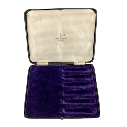 Art Deco Walker & Hall silver plated boxed dessert cutlery set for 6, fruit knives