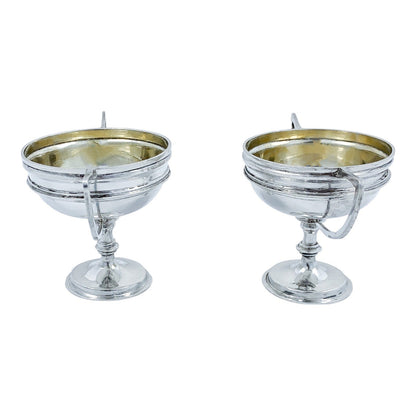 Wang Hing Chinese export gilded solid silver salt cellars / miniature trophy cups