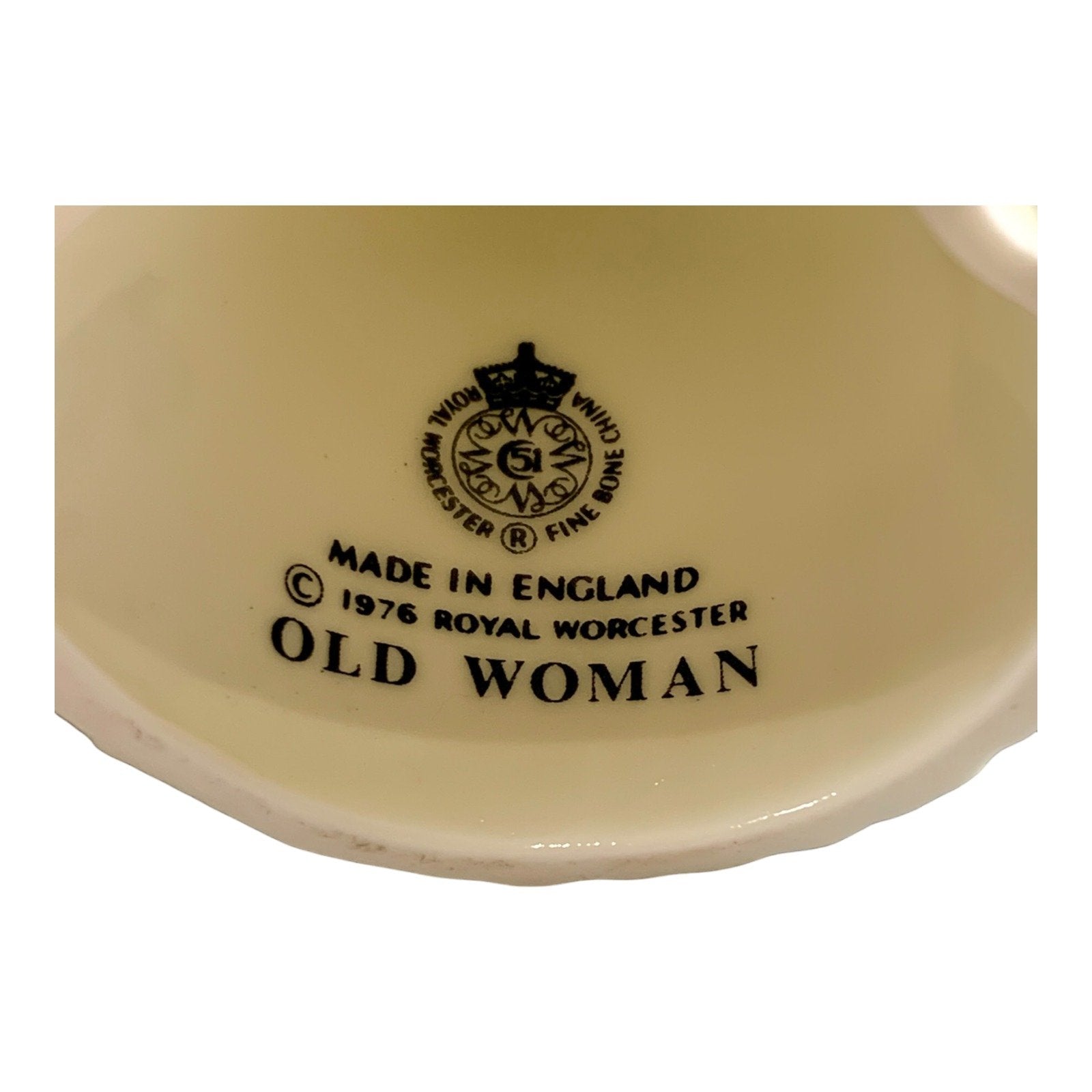 Vintage Royal Worcester porcelain candle snuffer - "Old Woman"
