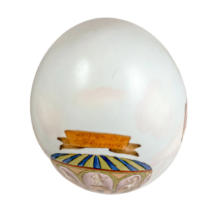 French Sevres style porcelain Easter egg with hot air balloon decoration