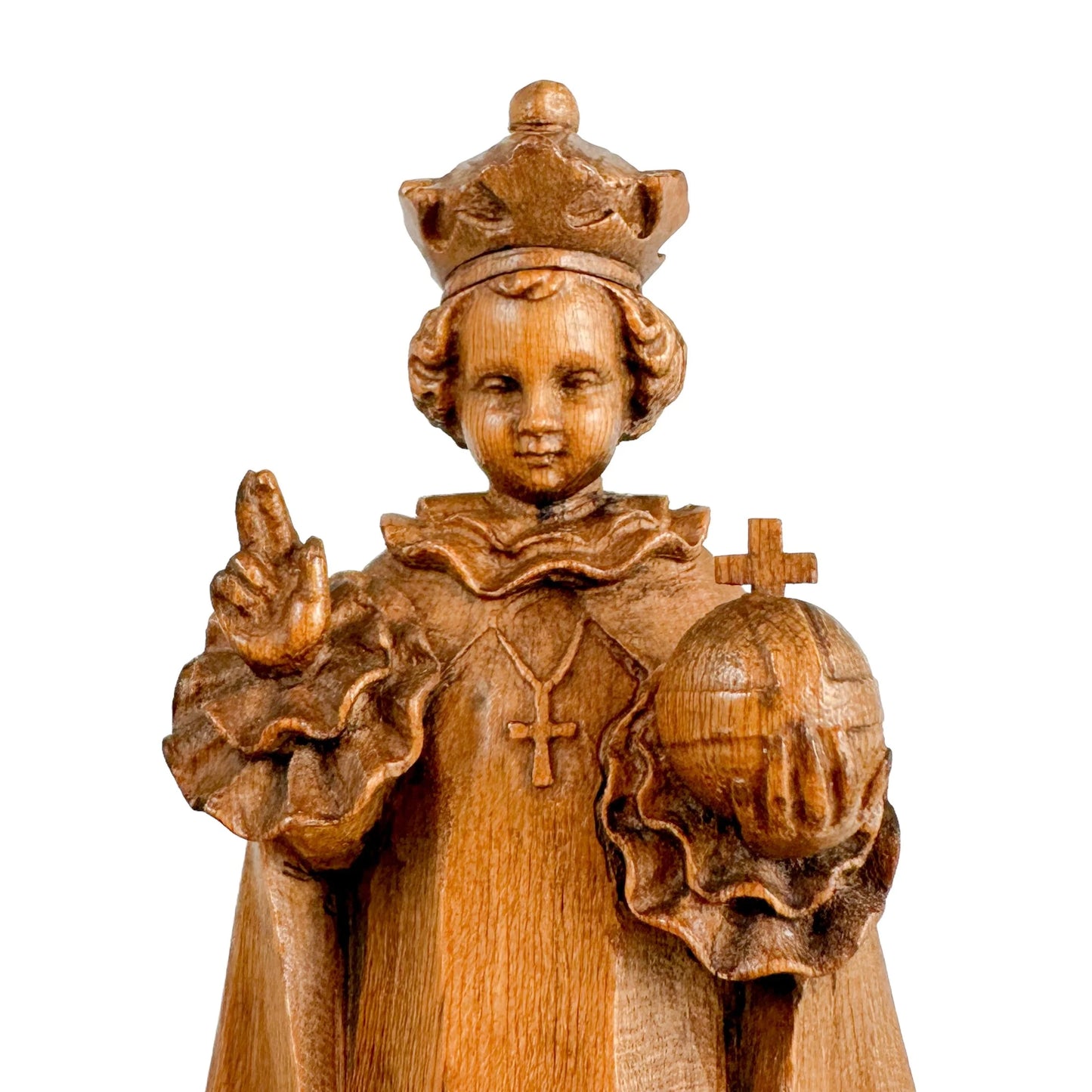 19th century carved oak figurine model of the Infant Jesus of Prague