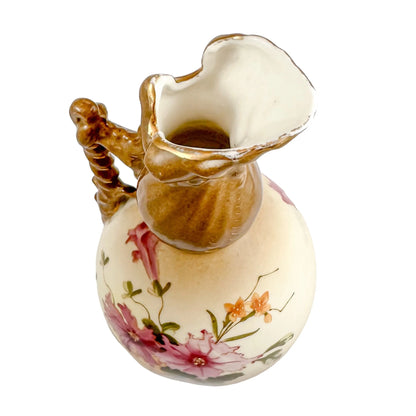 Art Nouveau Ernst Wahliss for Turn Vienna double gourd floral pitcher