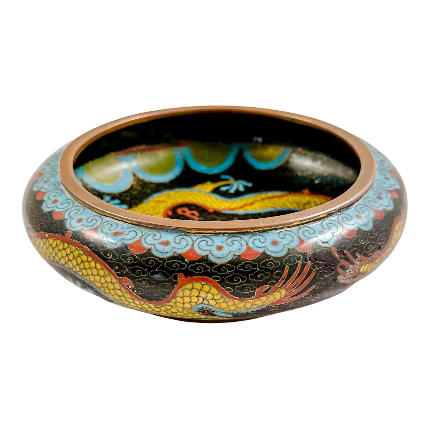 Qing dynasty Chinese dragon cloisonné enamel brush washer bowl