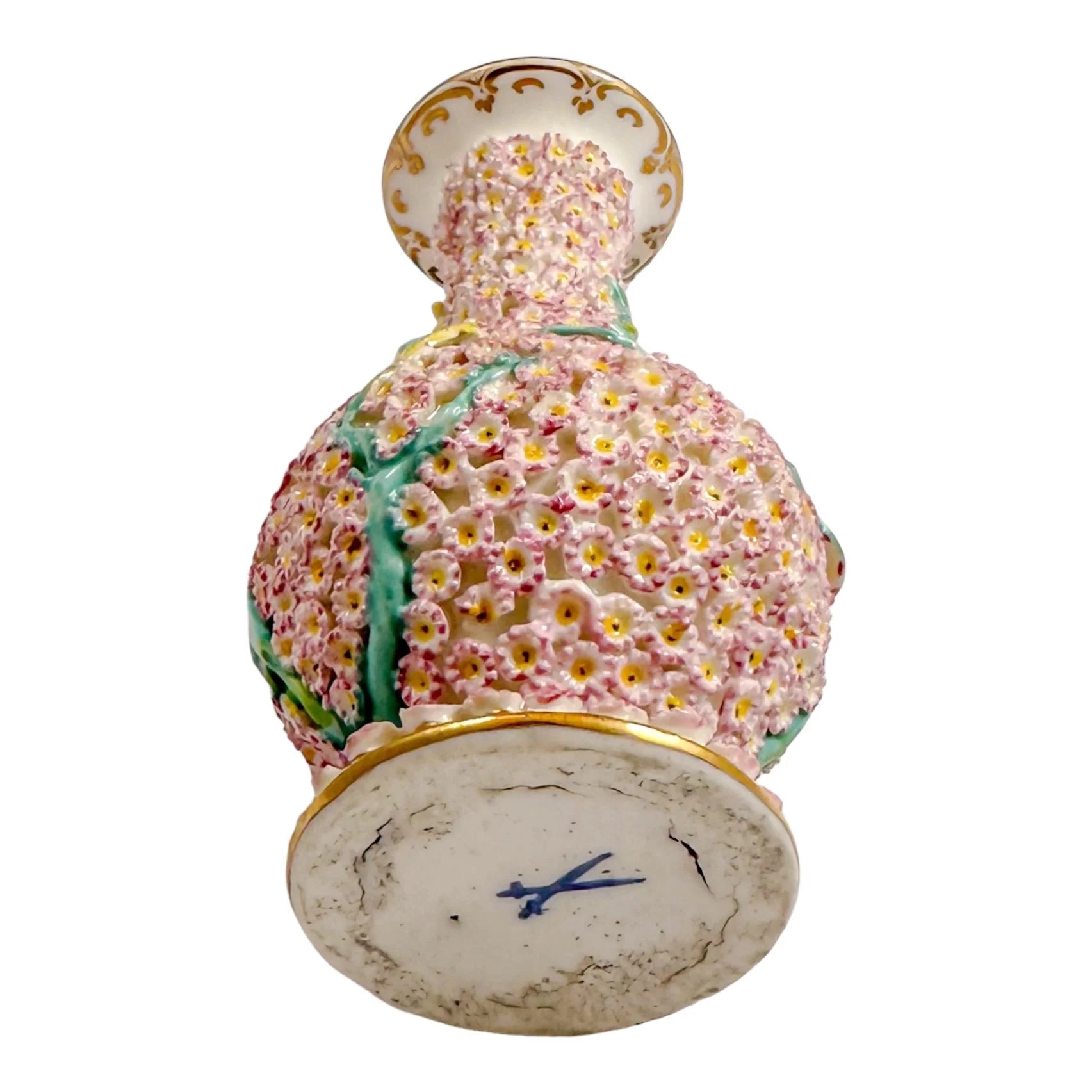 19th century Meissen single flower pink "Schneeballen" (snowball) vase