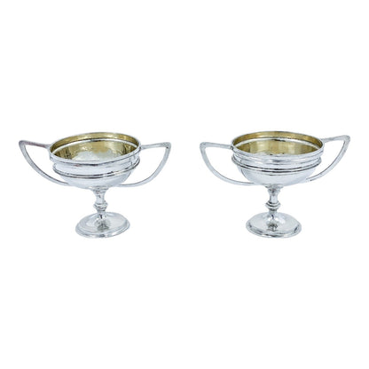 Wang Hing Chinese export gilded solid silver salt cellars / miniature trophy cups