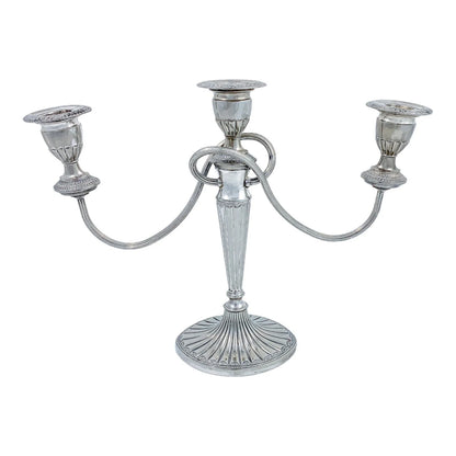 Vintage 1950's Egyptian revival three-arm silver plated candelabra, Falstaff