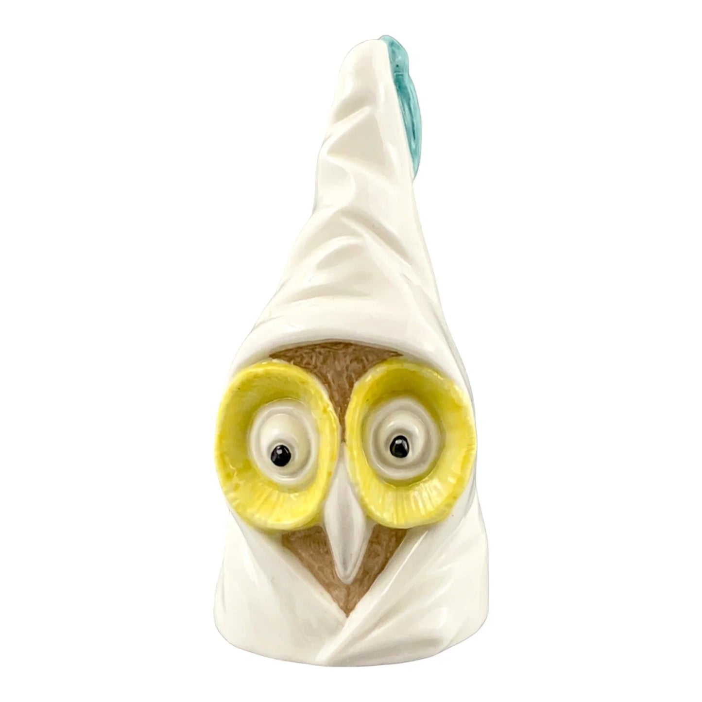 Vintage hand painted Royal Worcester porcelain candle snuffer surprised "Owl"