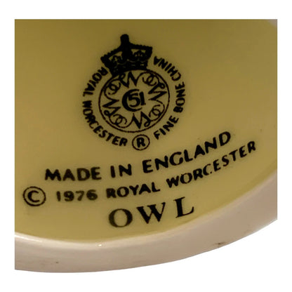 Vintage hand painted Royal Worcester porcelain candle snuffer surprised "Owl"
