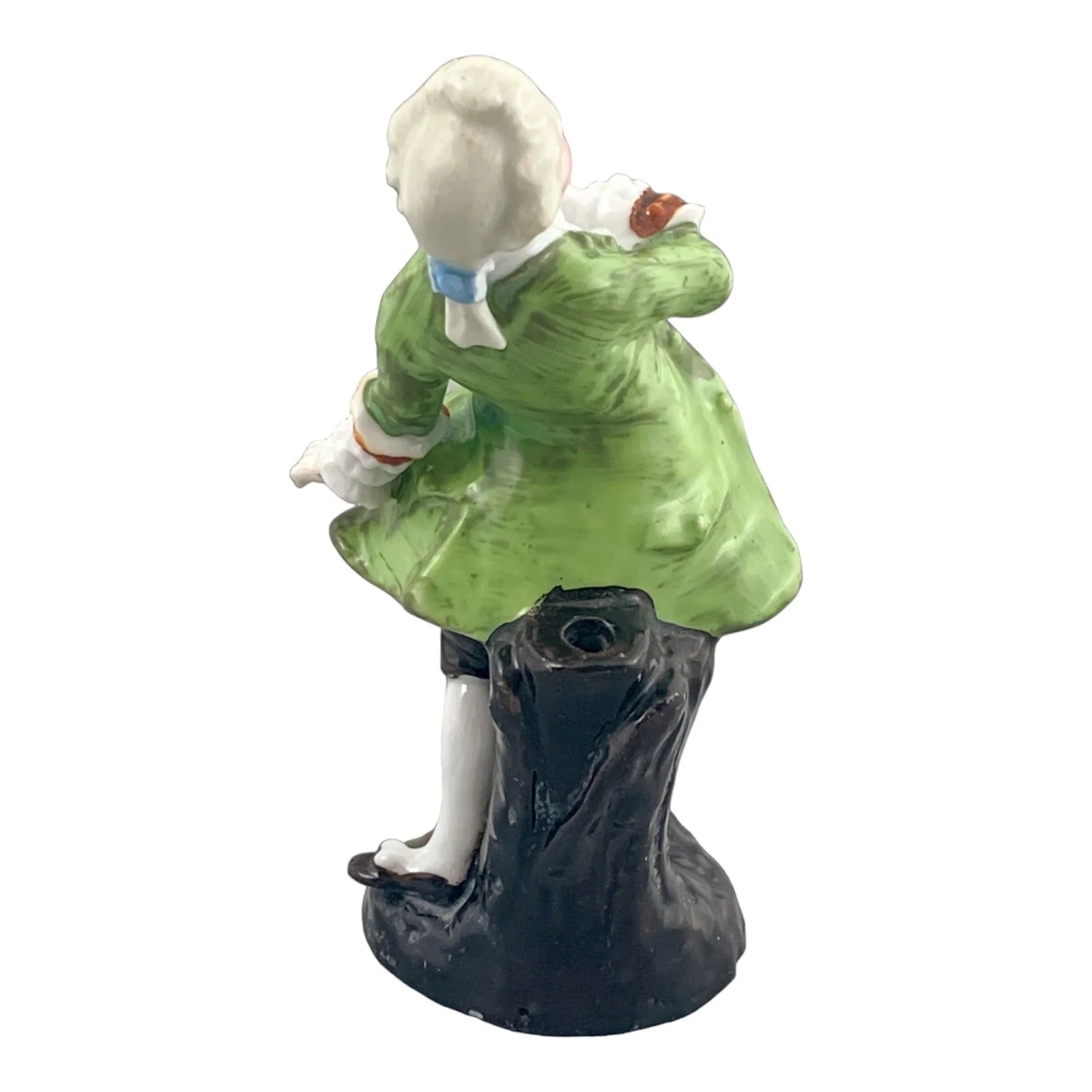 19th century German porcelain matching figurines – Regency gentleman and lady with flower garland