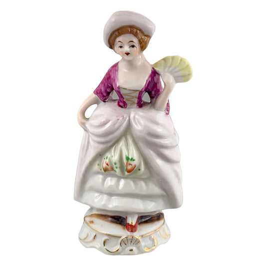 German porcelain matching figurines – Georgian gentleman and lady on gilded bases
