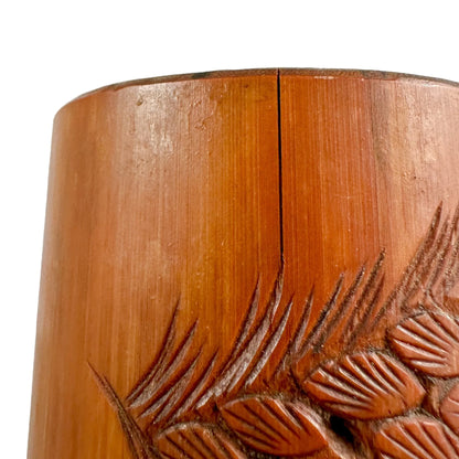 19th century Japanese Daoist cylindrical bamboo brush pot / bitong