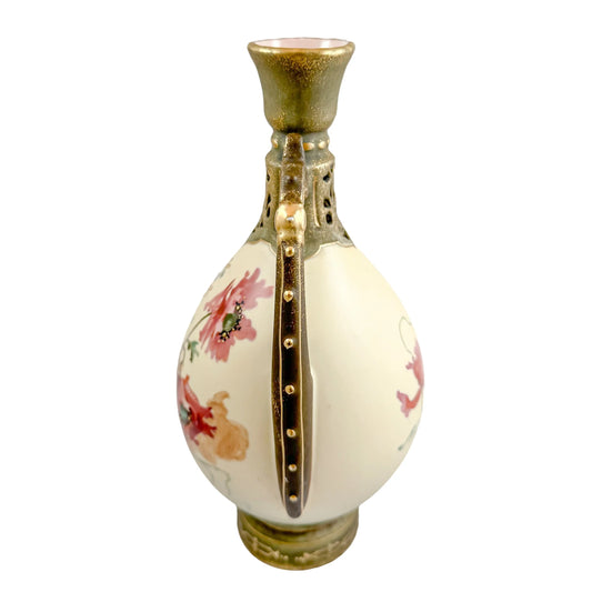 Art Nouveau Ernst Wahliss two-handled amphora vase painted with poppies