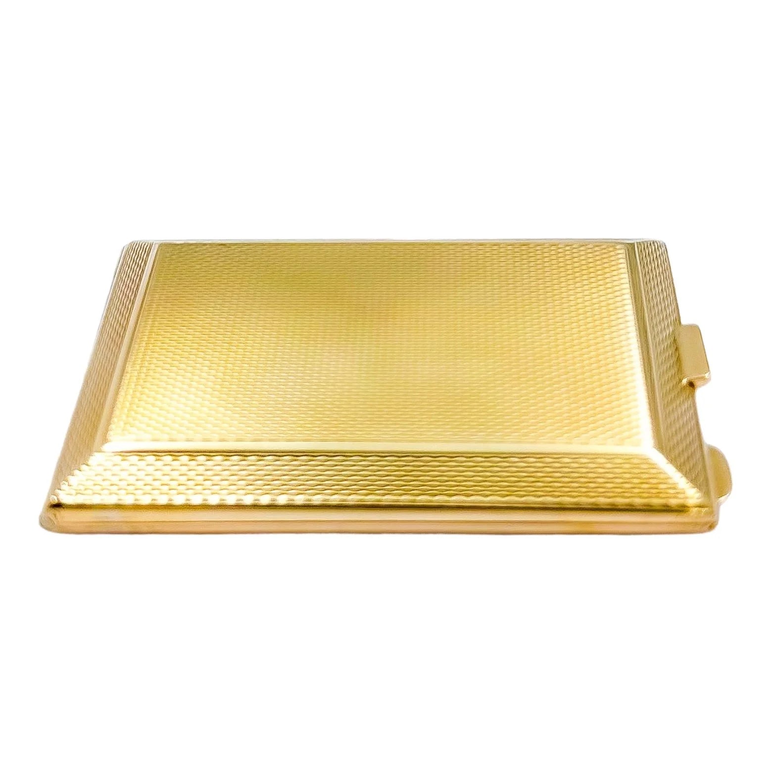 Art Deco 9ct yellow gold rectangular engine turned matchbook holder / card case