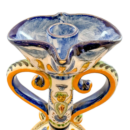 Late 19th century French Renaissance Revival faience candlestick