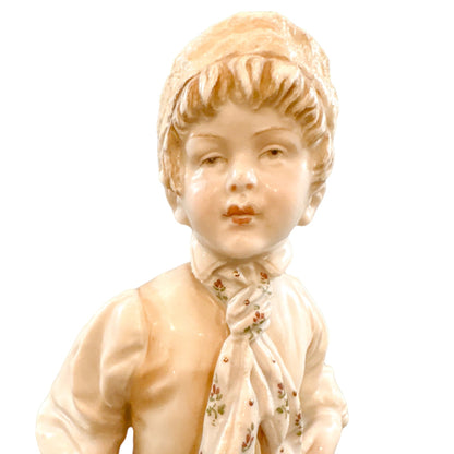 Victorian Austrian porcelain Teplitz Wien "Boy among Flowers" figurine