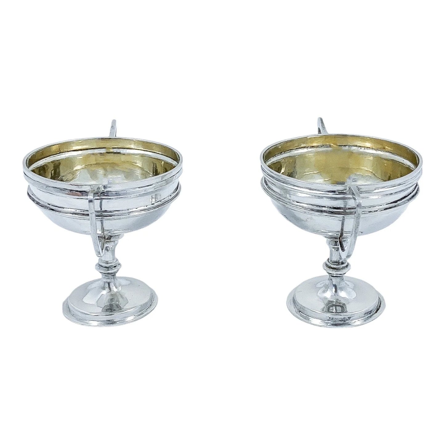 Wang Hing Chinese export gilded solid silver salt cellars / miniature trophy cups