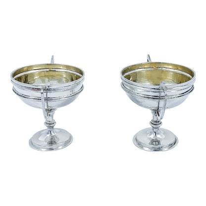 Wang Hing Chinese export gilded solid silver salt cellars / miniature trophy cups