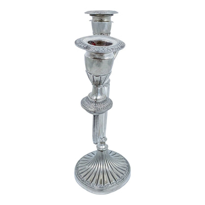 Vintage 1950's Egyptian revival three-arm silver plated candelabra, Falstaff