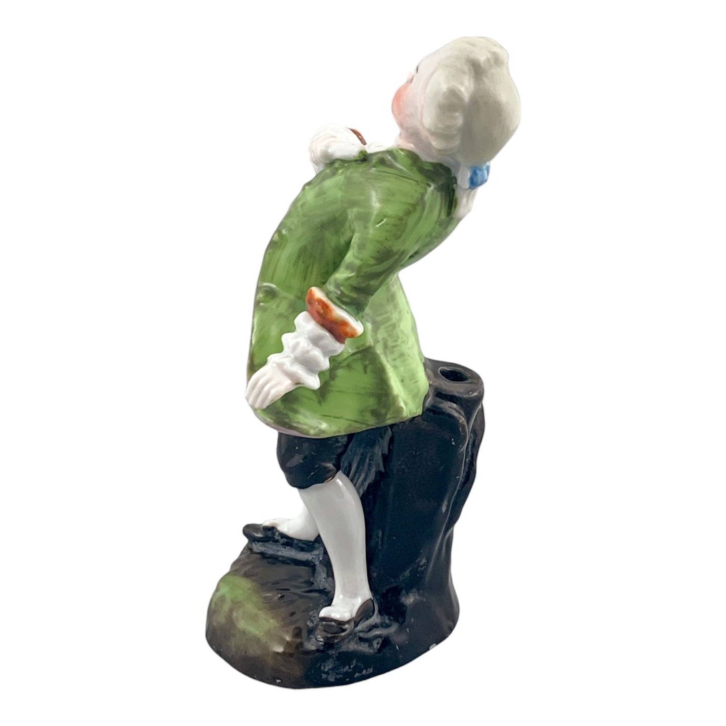 19th century German porcelain matching figurines – Regency gentleman and lady with flower garland