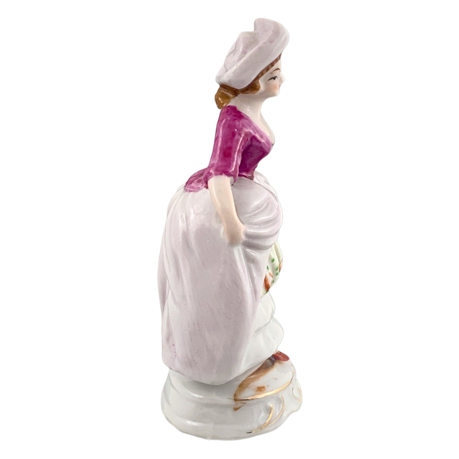 German porcelain matching figurines – Georgian gentleman and lady on gilded bases