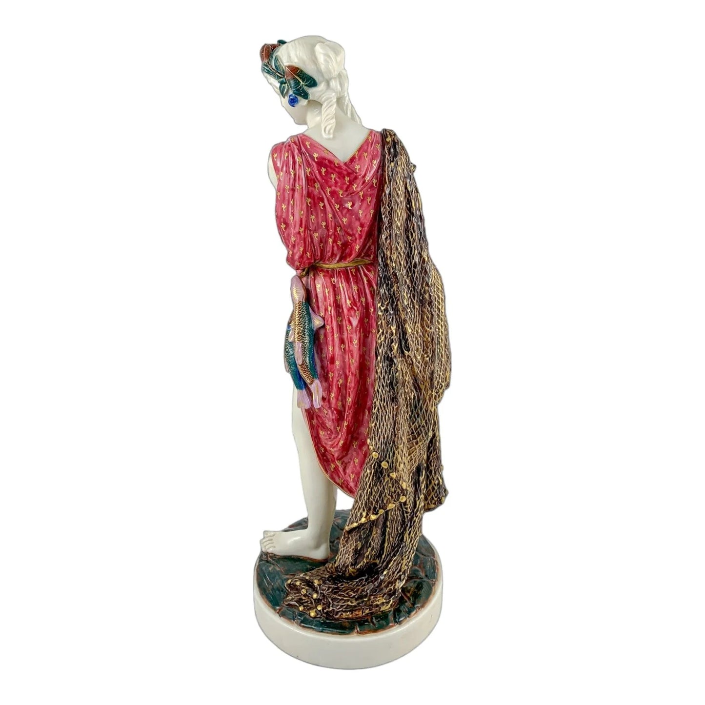 Large Victorian Royal Worcester porcelain figurine of fisherwoman, modelled by W.B. Kirk