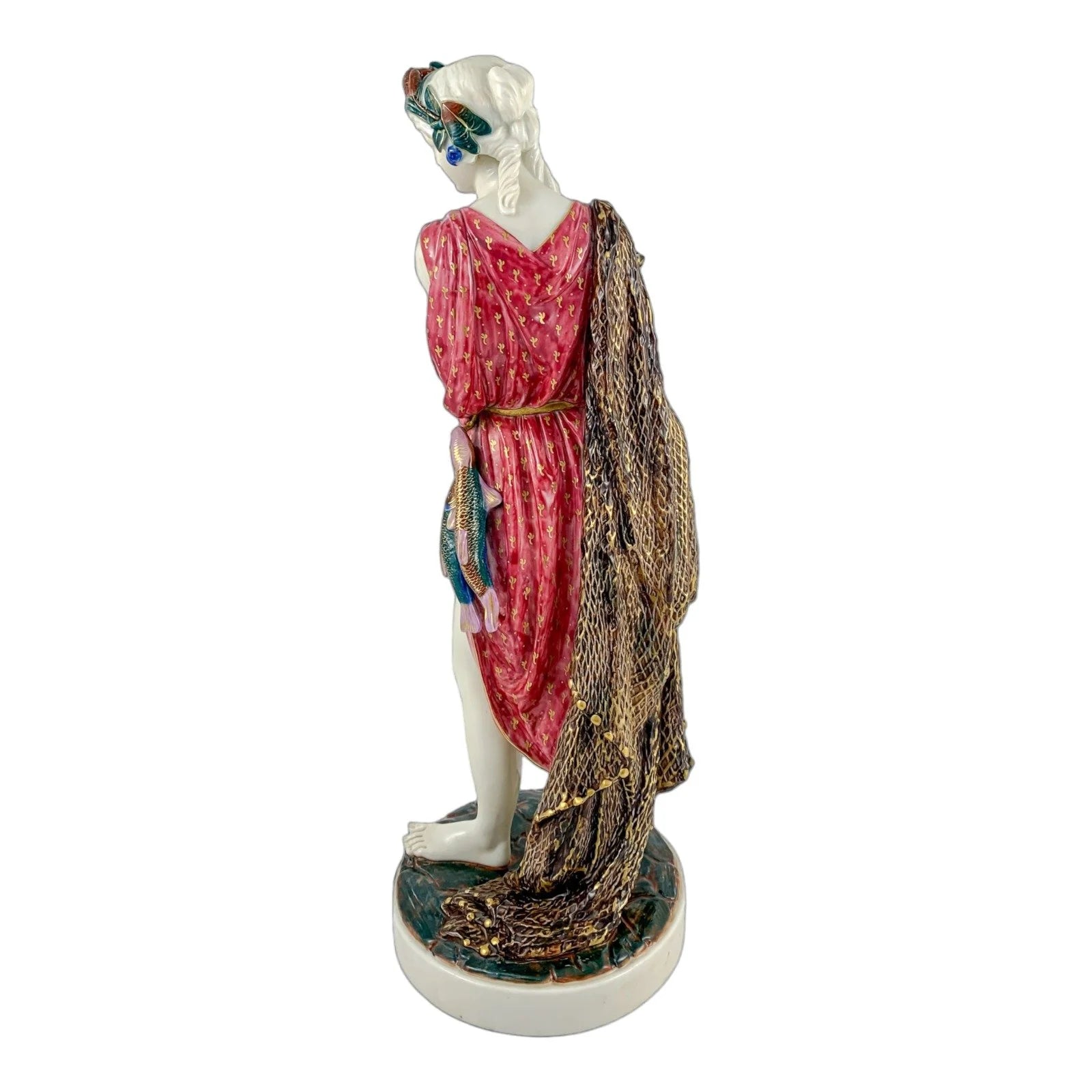 Large Victorian Royal Worcester porcelain figurine of fisherwoman, modelled by W.B. Kirk