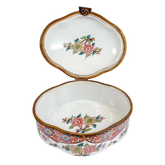 Desvres French Faience jewellery box with Roman mask closure