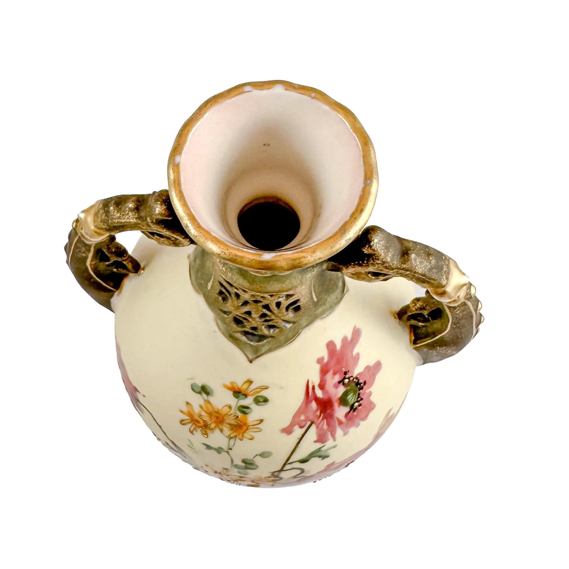 Art Nouveau Ernst Wahliss two-handled amphora vase painted with poppies