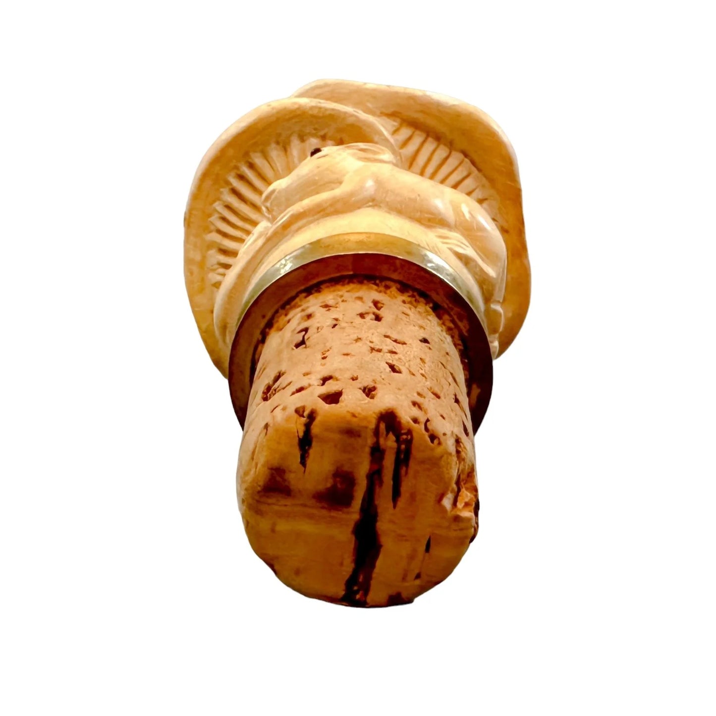 1890's Japanese novelty boxwood toad and rat on mushrooms bottle cork