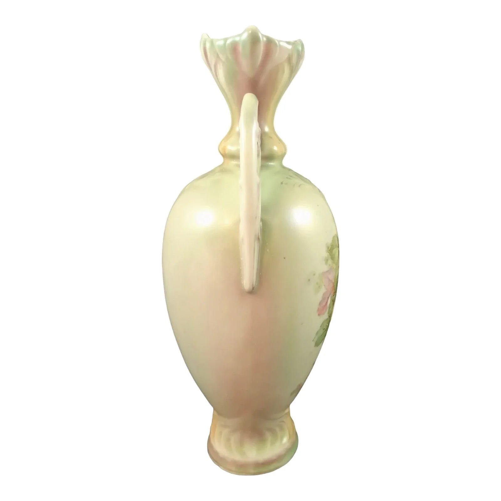 Austro-Hungarian Art Nouveau Bohemian floral blush twin handled porcelain vase