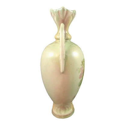 Austro-Hungarian Art Nouveau Bohemian floral blush twin handled porcelain vase