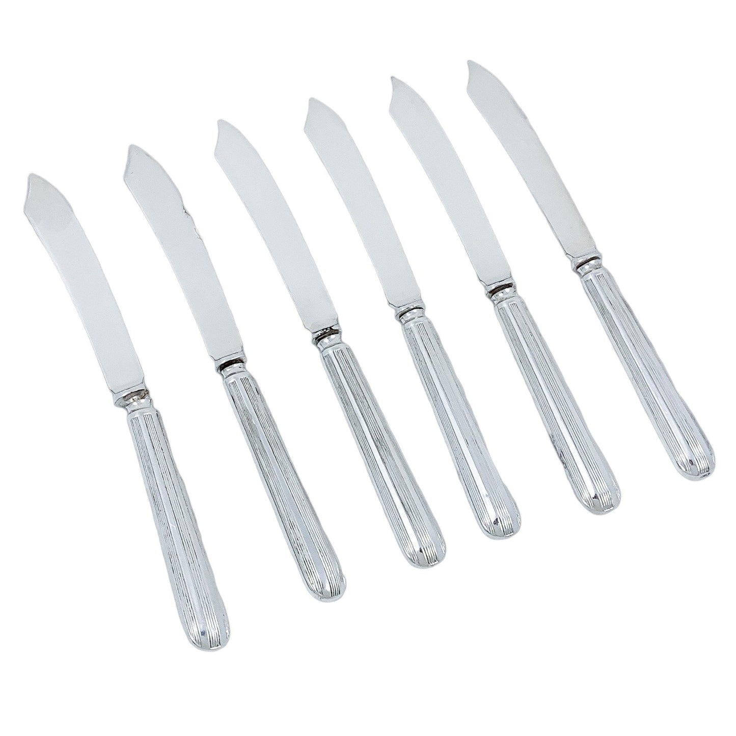 Art Deco Walker & Hall silver plated boxed dessert cutlery set for 6, fruit knives