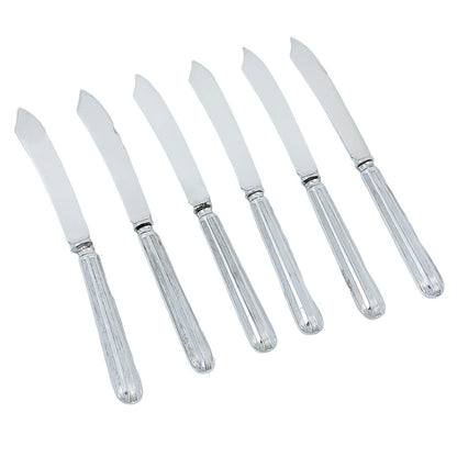 Art Deco Walker & Hall silver plated boxed dessert cutlery set for 6, fruit knives
