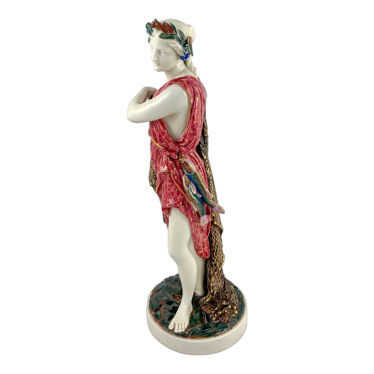 Large Victorian Royal Worcester porcelain figurine of fisherwoman, modelled by W.B. Kirk