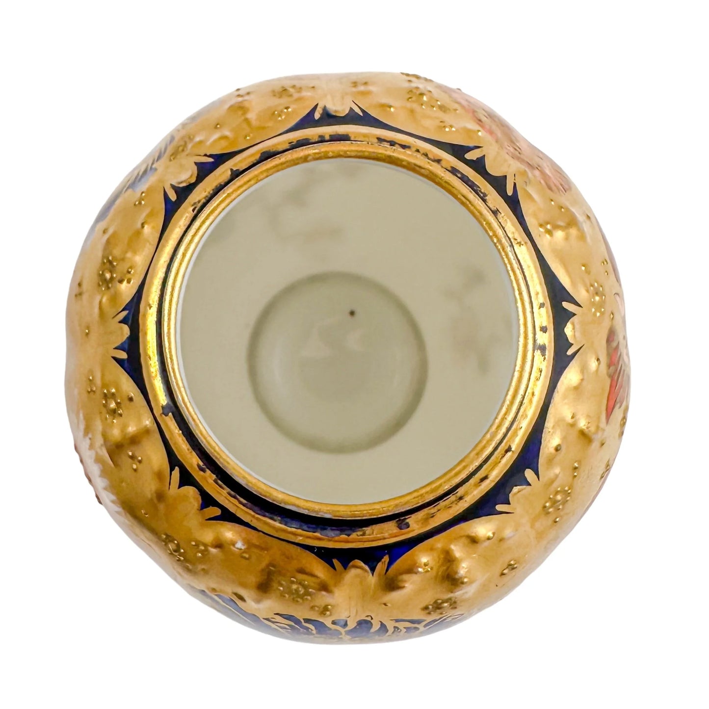 Victorian Royal Crown Derby lidded pot gilded and hand-painted with Imari flowers